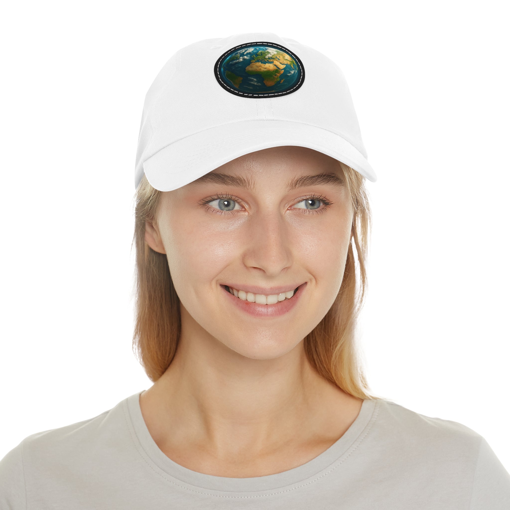 Earth Patch Dad Hat — Round Leather Globe Cap