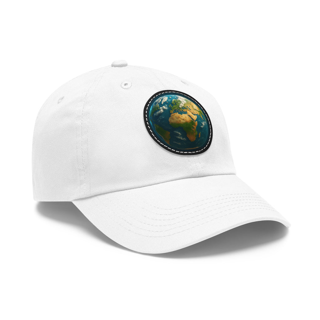 Earth Patch Dad Hat — Round Leather Globe Cap