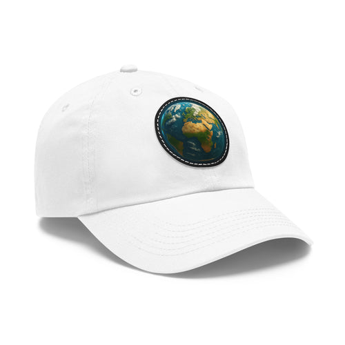 Earth Patch Dad Hat — Round Leather Globe Cap